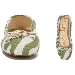 NWOB Sam Edelman Felicia Ballet Flats in Soft Fern/ Natural Canvas